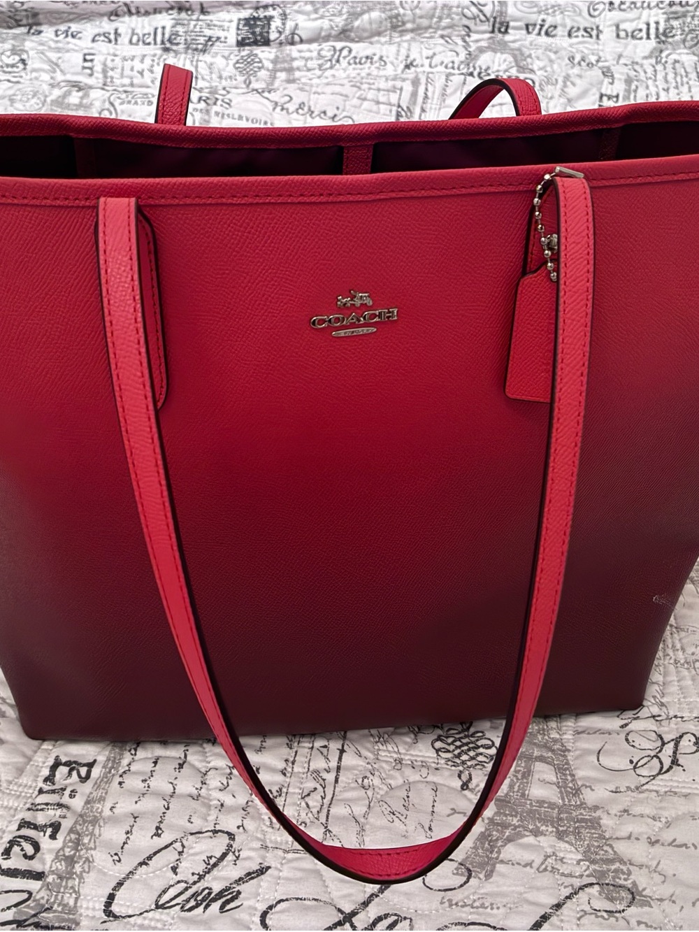 Coach Ombre Red Saffiano Leather Tote